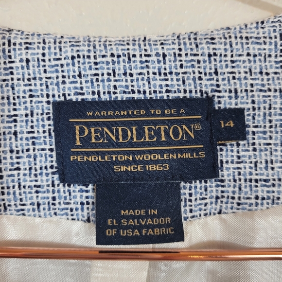 PENDLETON Blue Single Button Wool Blend Blazer Jacket Size 14 - Picture 6 of 15